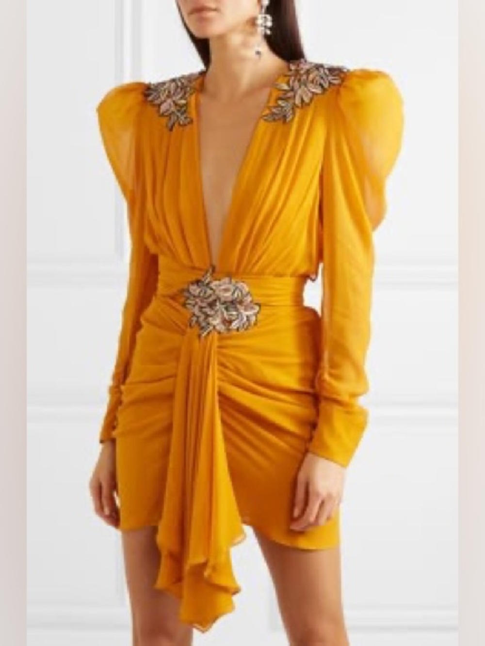 Dundas Net-A-Porter Embroidered Chiffon Mini Dress